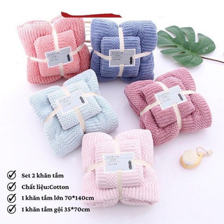 Combo 2 Khăn tắm lông cừu cao cấp -  siêu thấm hút, mềm mịn
