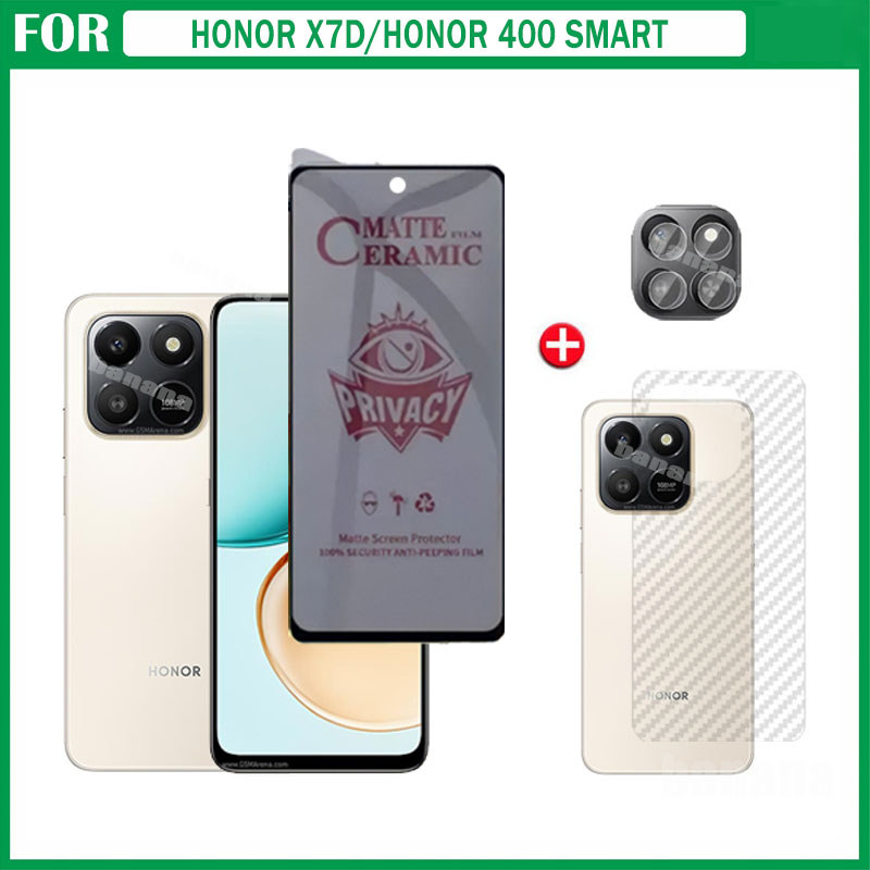 Phim gốm sứ bảo mật chống gián điệp 3 TRONG 1 Honor X7D dành cho Honor X7C X7B X7A X6C X6B X8C X8B Honor 400Smart Ống kính máy ảnh Kính bảo vệ màn hình và phim mặt sau