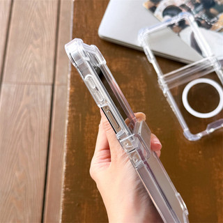 Ốp điện thoại từ tính trong suốt sang trọng cho Samsung Galaxy Z Flip 7 Z Flip 6 Z Flip 5 Z Flip 4 Z Flip 3 Bản lề 3in1 Slim Ốp lưng chống sốc Flip7