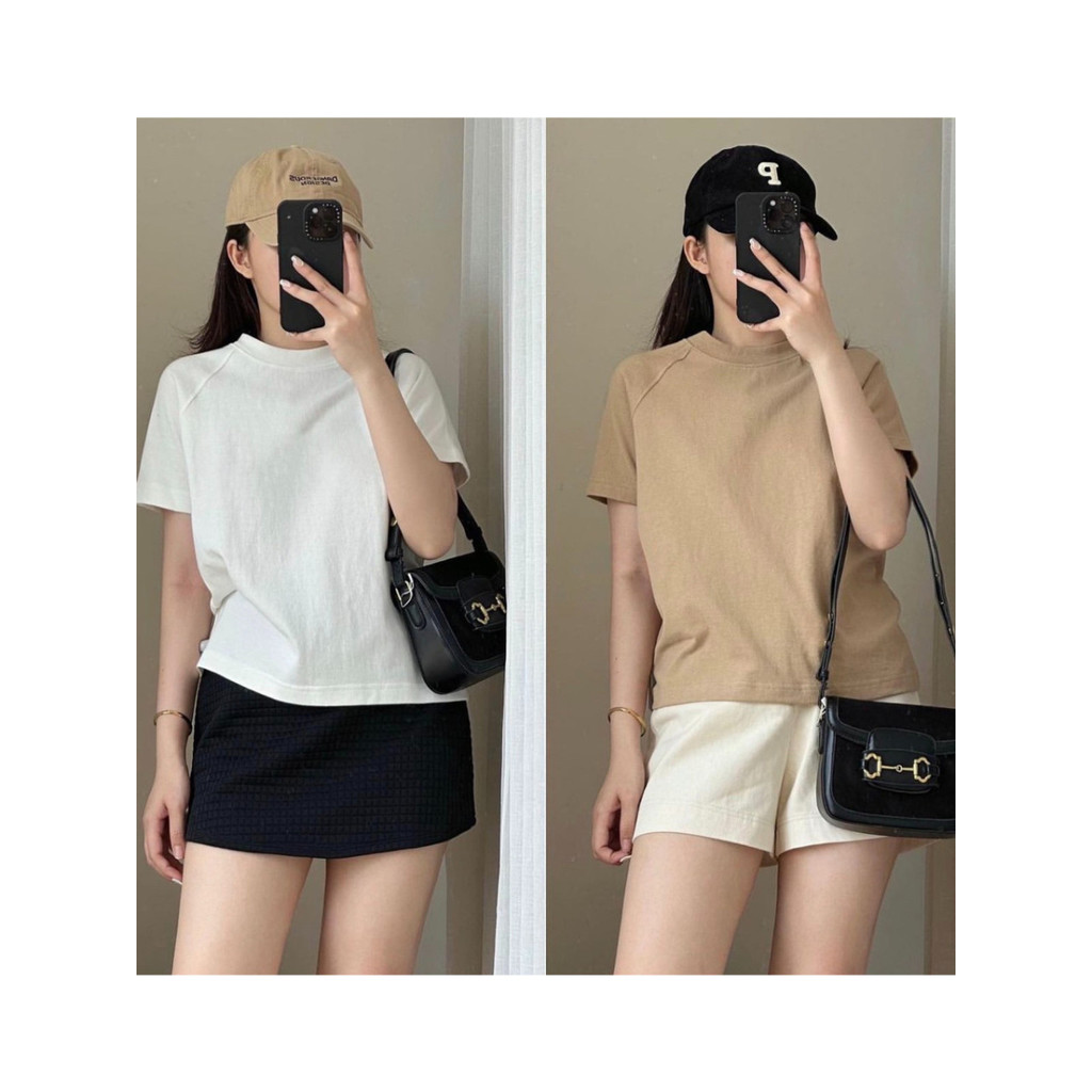 Áo thun Baby Tee RAGLAN trơn, Áo phông nữ siêu đẹp chất thun Cotton 100% xịn sò - A195