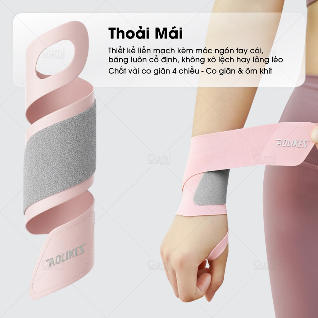 [1 Chiếc] Băng Quấn Cổ Tay Aolikes 7935 - Siêu Mỏng, Hỗ Trợ Cố Định Gym, Yoga, Bóng Rổ, Pickleball - AL7935