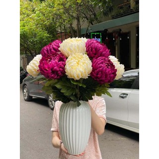 Hoa Giả 🌺 Hoa Cúc Mẫu Đơn Bông To, Hoa Lụa Cúc Đại Đoá 73cm