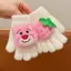 ￼Găng tay len gấu dâu - Găng Tay Giữ Ấm Mùa Đông Họa Tiết Gấu Dâu Tây Cho Bé Gái 3-8 Tuổi
