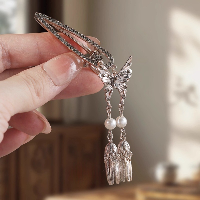MAUROPOLI - Kẹp tóc tua rua bướm phong cách Trung Quốc, phụ kiện tóc cao cấp, nhẹ nhàng và sang trọng