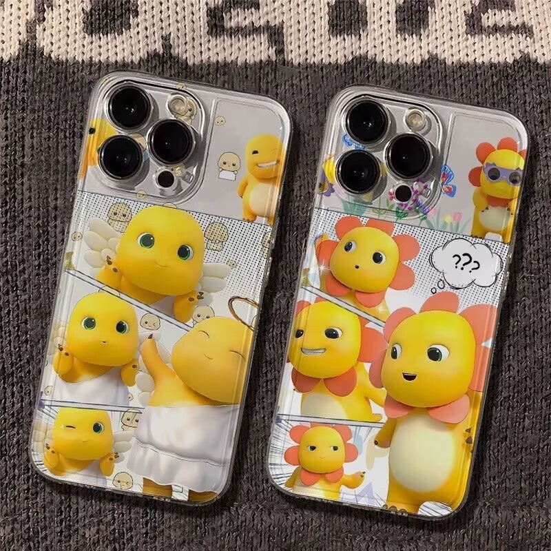Ốp Điện Thoại NAILONG Màu Vàng Dễ Thương Cho IPhone 14 15 16 17 Pro Max 14 15 16 Plus 16e 17AIR Vỏ Mềm Trong Suốt Hoạt Hình Chống Rơi TPU Xu Hướng Thương Hiệu Chống Sốc