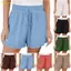 Pealike Nữ Vải Lanh Cotton Quần Short Co Giãn Eo Xếp Ly Đi Biển Quần Short Dây Rút Thường Ngày Ống Rộng Quần Ngắn