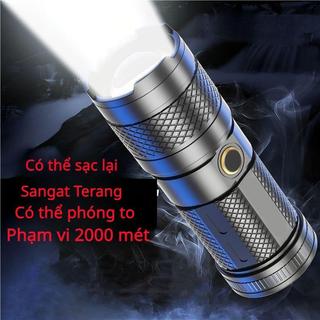 [cod] Đèn pin LED siêu sáng, đèn pin chống nước, sạc USB, đèn pin nhựa ABS, có thể zoom Phụ Kiện