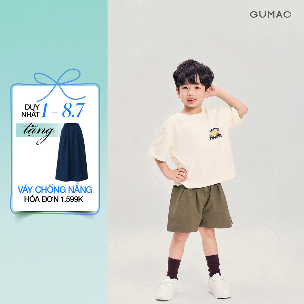 Áo Thun Bé Trai GUMAC Form Suông In Nhiệt Cotton Co Giãn ATKG04086