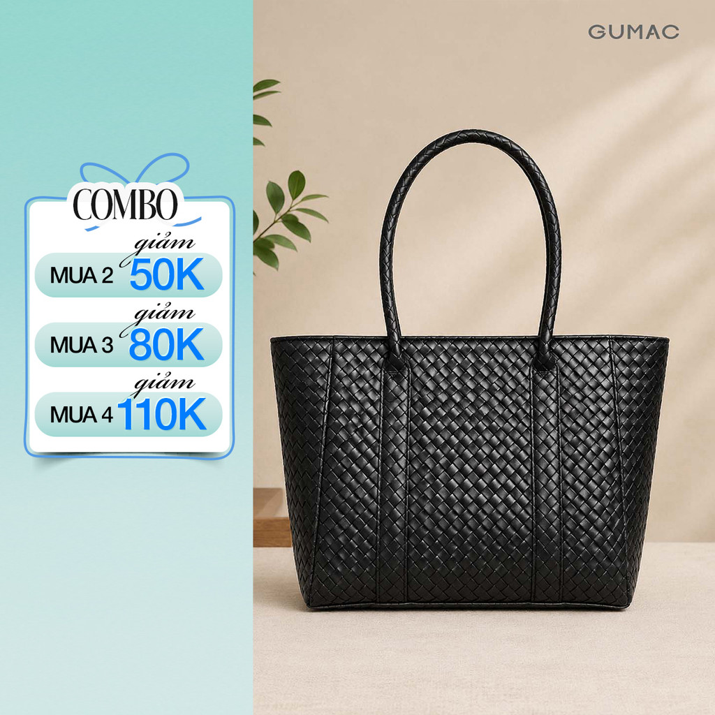 Túi xách nữ dáng ngang GUMAC form đứng chất liệu da giả mịn lì quai mềm thoải mái TXG05033