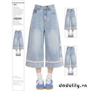 DADULILY  Quần Bò Ống Rộng Thắt Nơ Nữ Quần Ống Thẳng Dễ Phối