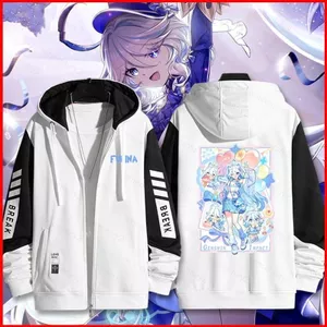 Genshin Impact Furina Focalors Áo khoác thời trang dây kéo Áo khoác Hoodie Áo khoác ngoài dáng rộng