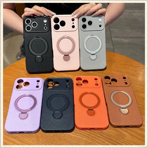 Ốp Điện Thoại Cho iPhone 15 Pro Max 14 13P Thu Hút Từ Tính 360 Độ Xoay Vòng Đứng Thiết Kế Kinh Doanh Da Phong Cách TPU Mềm Chống Trầy Xước Vỏ Bảo Vệ Chống Sốc