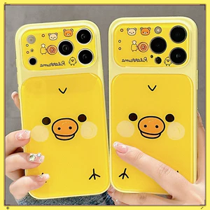 Dành Cho iPhone 17 Pro Max 16 14 15P Mặt Sau Kính Thiết Kế Dễ Thương Họa Tiết Gà Con Màu Vàng Hoạt Hình TPU Mềm Bảo Vệ Chống Bụi Bẩn Chống Sốc Vỏ Điện Thoại Vỏ