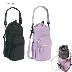Túi đựng chai nước DELMER, Dây đeo có thể điều chỉnh Giá đỡ chai giữ nhiệt cách nhiệt, Di động có túi điện thoại Túi đeo chéo tay bảo vệ cốc chân không Vỏ bọc đi bộ