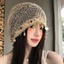 BRABRAA Lưới Beanie Cho Nữ, Mũ Móc Đính Hạt Đa Năng Thoáng Khí, Thời Trang Rỗng Ra Nhẹ Mềm Slouchy Cap Phụ Kiện Thời Trang