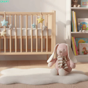 Búp bê thỏ dệt kim QEARY, Đồ chơi nhồi bông mềm mại phong cách Kawaii, Sinh nhật dài chân thủ công cỡ nhỏ Đồ chơi thỏ nhồi bông cho bé gái