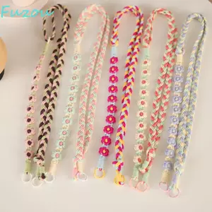 Dây điện thoại Boho dài 2 trong 1 FUJIOU, Dây đeo điện thoại di động đeo chéo Dây buộc thẻ làm việc hoa cúc, Phụ kiện thủ công DIY Móc khóa đầy màu sắc|Trang trí ba lô dây buộc cổ tay