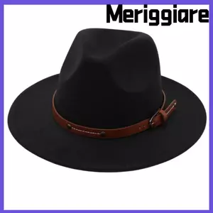Mũ Panama MERIGGIARE, Mũ Fedora Nỉ Vành Rộng Vintage, Thời Trang Thanh Lịch Có Khóa Thắt Lưng Mũ Cao Bồi Mềm Nam Nữ