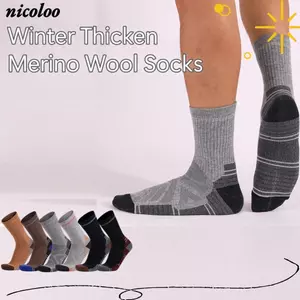 Tất đi bộ NICOLOO, Tất len Merino ngắn ấm áp, Kiểm soát mùi chất lượng cao Chống trượt Tất trượt tuyết ngoài trời thoải mái cho nam nữ