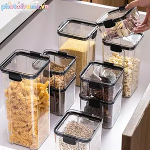 Khung Ảnh Kín Hơi Kín Nhựa Hộp Bảo Quản Thực Phẩm Trong Suốt Ngũ Cốc Kẹo Khô Lọ Tủ Lạnh Bảo Quản Bình Đựng Đồ Gia Đình Nhà Bếp Tổ Chức VN