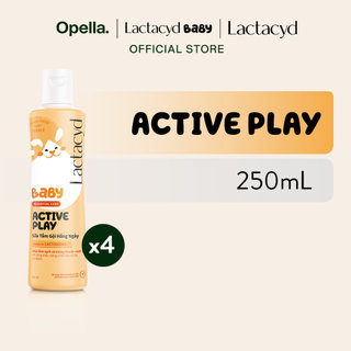 Bộ 4 Sữa Tắm Gội Hằng Ngày Cho Bé Lactacyd Baby Active Play, Giúp Đề Kháng Da Và Bảo Vệ Bé Khỏi Vi Khuẩn 250ml
