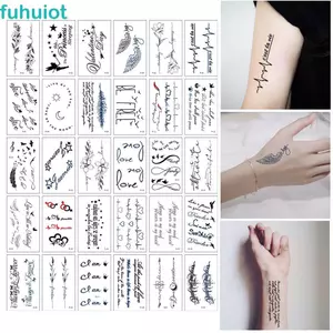 FUHUIOT Body Art Dán Trung Quốc Dùng Một Lần Chống Thấm Nước Nam Nữ Cô Gái Chữ Cái Tiếng Anh Từ Xương Đòn Hình Xăm Giả