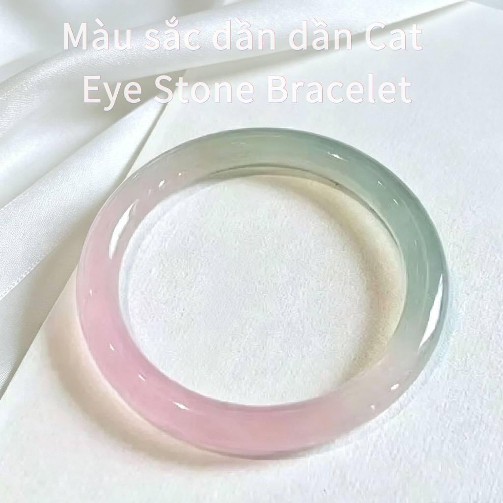 Vòng tay đá mắt mèo macaron gradient thanh lịch
