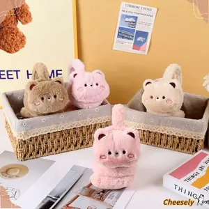 Ấm tai sang trọng CHEESELY, Bịt tai gấu có thể gập lại chống gió, Gấu có thể thu vào ngoài trời Vỏ tai đi xe đạp ấm áp mùa đông dành cho nữ Cô gái