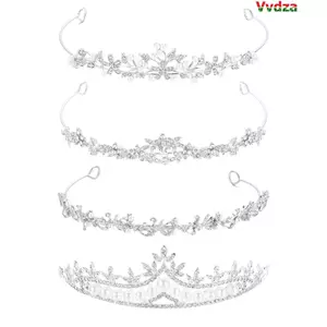 VVDZA Phụ Kiện Tóc Thời Trang Nữ Bé Gái Mũ Đội Đầu Kim Cương Giả Pha Lê Vương Miện Băng Đô