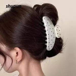 Móng vuốt tóc SHUPUN, Kẹp kẹp chấm bi điểm sóng bằng nhựa, Kẹp cá mập chống trượt