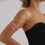 WEETW Vòng tay cuff đeo cánh tay, Vòng tay mở phong cách Hiphop, dây xích body chain hợp kim màu vàng/bạc, phụ kiện armband cánh tay điều chỉnh