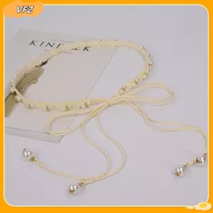 VFZ Thanh Lịch Nữ Ngọc Trai Hạt Thắt Lưng Kim Loại Mỏng Eo Thắt Lưng Mỏng Dây Xích Thắt Lưng Trang Trí Dây Thắt Lưng Đầm Phụ Kiện Louislifecool