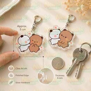 Loverly Bubu Dudu White Grey Couple Kiss Bear Keychains Bag Charm for Accessories Jewelry Key Chain Keyrings