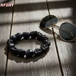 HFSHY Nhiều Màu Sắc Punk Đầu Lâu Hạt Vòng Tay Co Giãn Co Giãn Bộ Xương Trang Sức Nam Nữ Quà Tặng Sinh Nhật Mặc Hàng Ngày VN