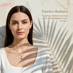 HFSHY Dainty Mặt Dây Đá Zircon Đơn Thép Titan Nelace Trang Sức Không Phai Màu Thanh Lịch Cho Nữ Công Sở Mặc VN