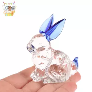 1 Thỏ Thủy Tinh Động Vật Thỏ Tượng Pha Lê Tượng Điêu Khắc Hình Trang Trí Thủ Công Đồ Trang Trí Vườn Thu Nhỏ Trang Trí ELWW
