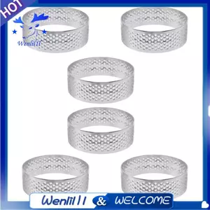 6 Chiếc 6cm Tart Nhẫn Thép Không Gỉ Tartlet Khuôn Cắt Vòng Tròn Bánh Vòng Chịu Nhiệt Đục Lỗ Bánh Mousse Khuôn