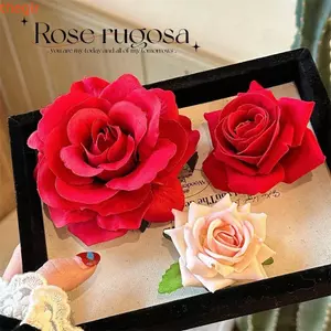 THEGIRL8B Kẹp Tóc Hoa, Kẹp Bên Vải Hoa Hồng Kẹp Tóc, Phụ Kiện Tóc Màu Hồng Thời Trang Thanh Lịch Bên Biển Kỳ Nghỉ Mũ Đội Đầu Hoa Hồng Bên Biển