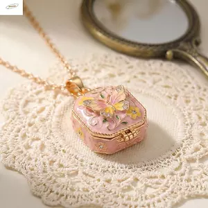 Vòng cổ dây chuyền xương đòn ZENZON, Vòng cổ hoa mở và đóng thời trang, Mặt dây chuyền nữ vuông Bohemia thời trang