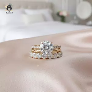 Bộ 3 Chiếc Nhẫn Zircon Pha Lê 5 Móng Vuốt Sang Trọng Cho Nữ Cưới Thời Trang Quyến Rũ Bộ Trang Sức Phụ Kiện Mới