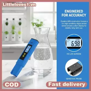 Littleloves1 Máy đo PH kỹ thuật số cầm tay 0 đến 14 Bút thử có màn hình LCD và nhiệt độ cho bể cá thủy canh Vườn VN