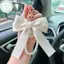 PUSKY Thời Trang Lớn Nơ Ruy Băng Ngọc Trai Móc Chìa Khóa Nữ Nhiều Màu DIY Móc Khóa Mặt Dây Chuyền Treo Trang Trí Túi Ngọt Phụ Kiện VN
