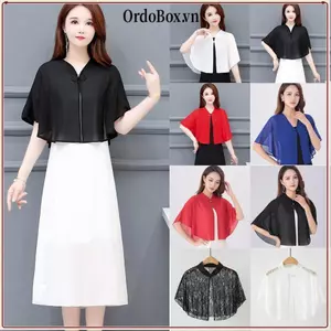 Khăn choàng voan ORDOBOX, Khăn choàng vải tuyn thoáng khí nhiều màu, Áo khoác mỏng ren nữ ngắn mùa hè