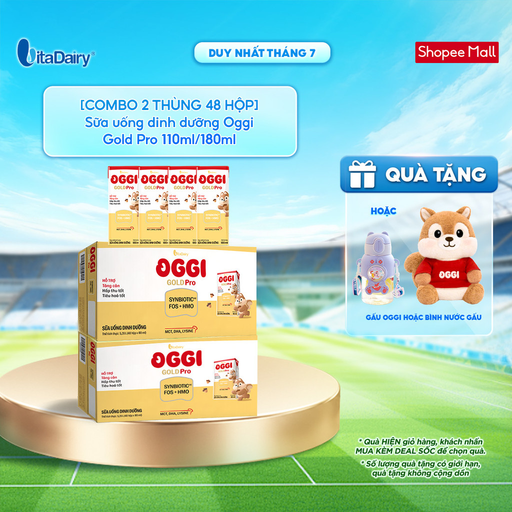 [COMBO 2 THÙNG 48 HỘP] Sữa uống dinh dưỡng Oggi Gold Pro hỗ trợ tối ưu hấp thu, hỗ trợ tăng cân - Hộp 110ml/180ml