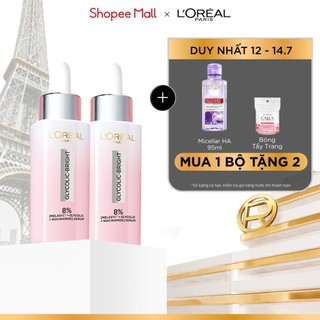 Bộ 2 Serum Glycolic Melasyl 8% [Melasyl+Glycolic+Niacinamide] dưỡng sáng da, mờ thâm mụn & nám Loreal Paris (30ml x2)