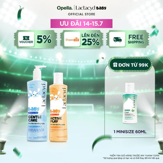 Bộ 1 Sữa Tắm Gội Trẻ em Lactacyd Baby Gentle Care 500ml +1 Lactacyd Baby Active Play 250ml