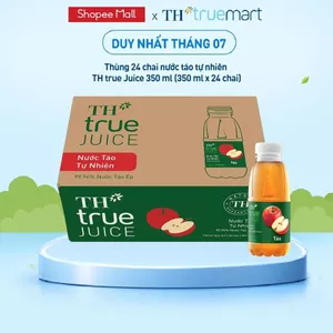 Thùng 24 chai nước trái cây TH true JUICE táo tự nhiên 350 ml (350 ml x 24)