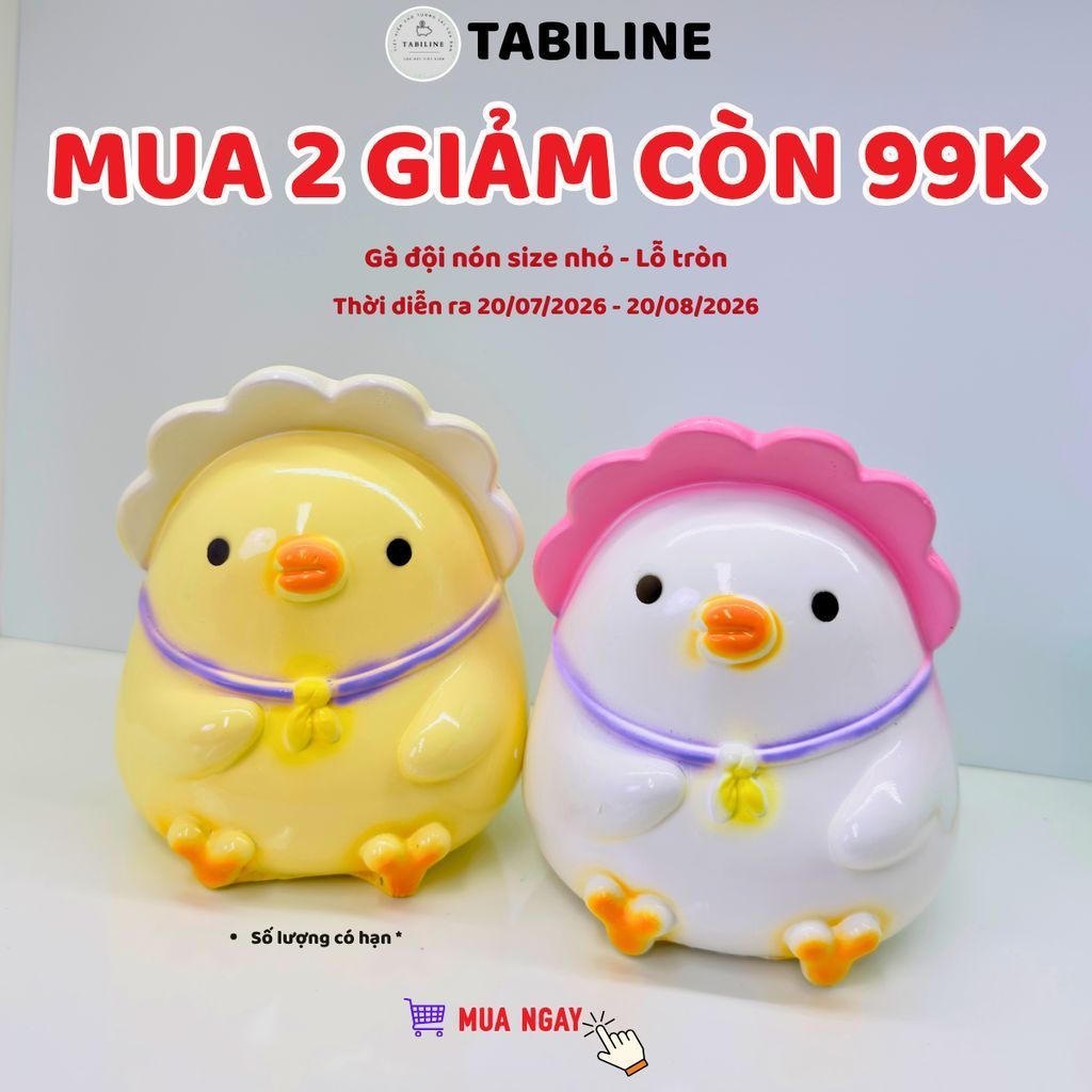 Heo đất ống tiết kiệm tiền lỗ tròn gà đội mũ yêu thương cute xinh LD79 – TABILINE