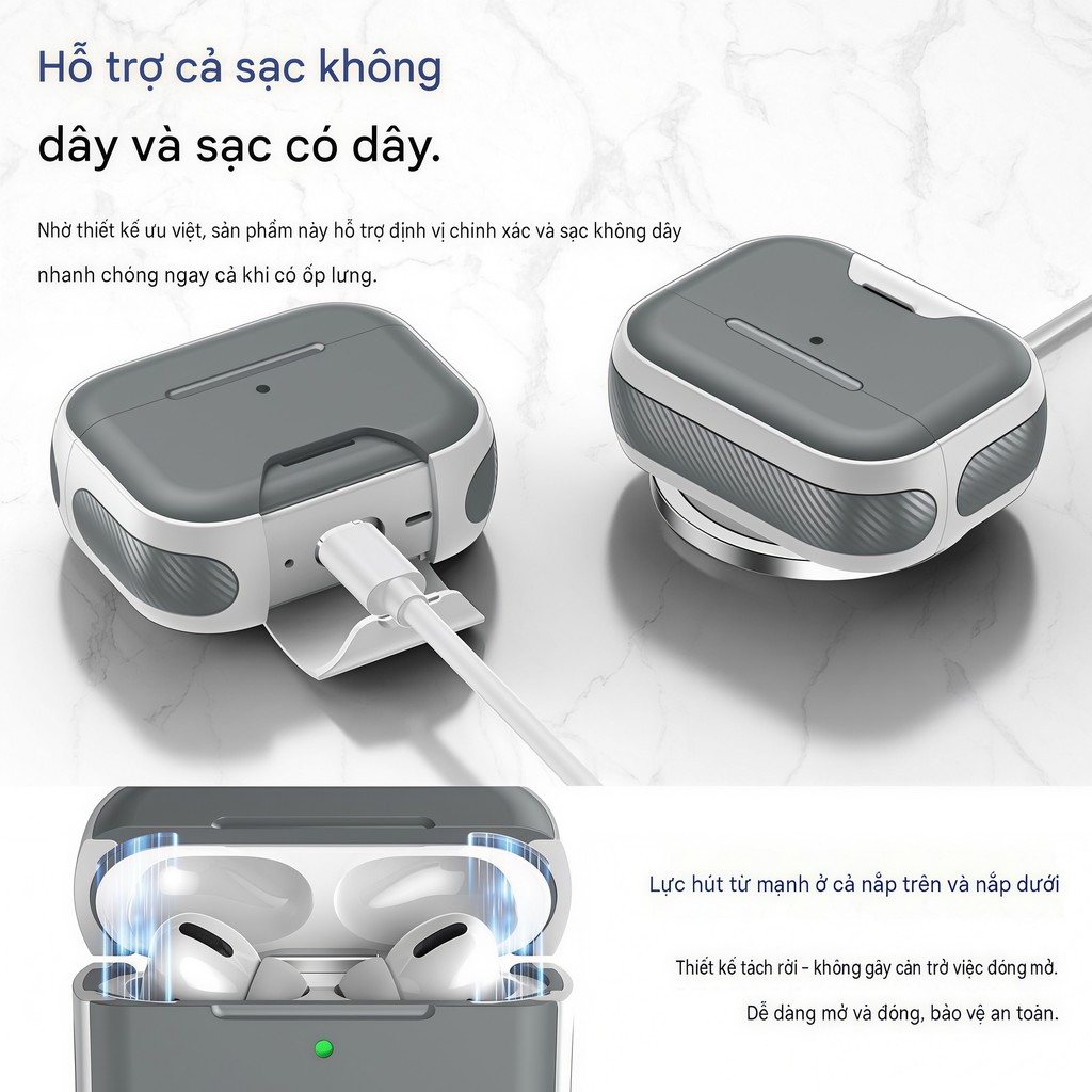 Hộp đựng tai nghe đa chức năng có khóa từ tính và giá đỡ ẩn tương thích với AirPods 5 4 Pro3 Pro2 | BigBuy360 - bigbuy360.vn