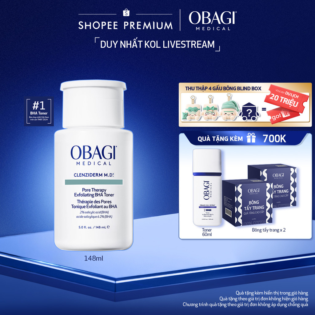 Toner BHA giảm mụn Obagi Medical Clenziderm M.D. Pore Therapy Exfoliating BHA 148ml